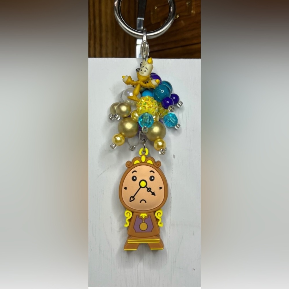 Disney Cogsworth & Lumiere Beauty and the Beast Beaded Bag Charm/Keychain